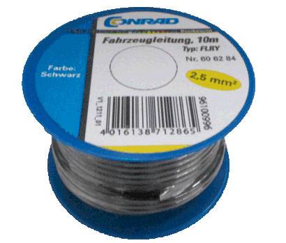 Conrad Components 606284 Автомобильный кабель FLRY-B 1 x 2,50 мм², черный, 10 м