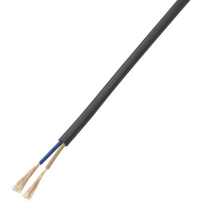 Czarny kabel z dwoma odkrytymi przewodami miedzianymi na końcu, jeden w kolorze niebieskim, drugi w kolorze brązowym.