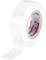 Rolka białej taśmy klejącej, częściowo rozwinięta, na jasnym tle.