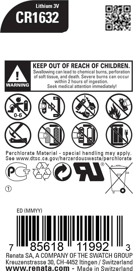Bateria guzikowa, litowa Renata CR 1632, 3V, 125 mAh-3