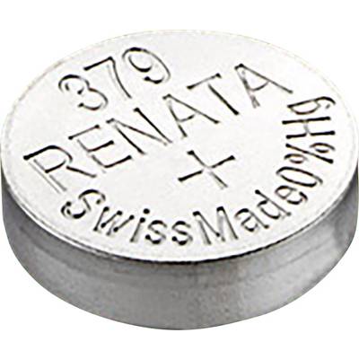 Srebrna bateria guzikowa z napisem '379 RENATA Swiss Made'.