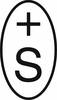 Znak '+' i 'S' w owalnej ramce.