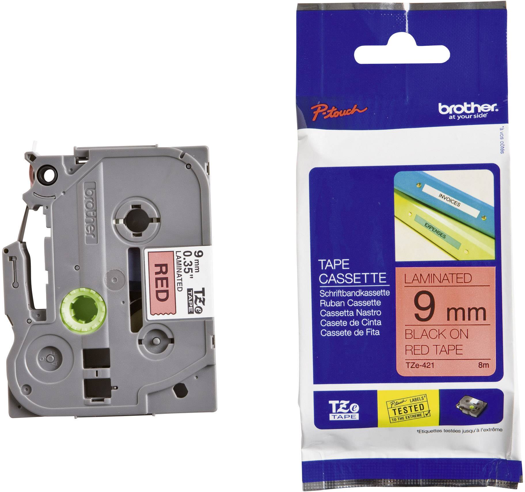 Стрічка для друку Brother TZE421, 9 мм x 8 м, Колір стрічки: червона / Колір друку: чорний Brother TZE421, 9 мм x 8 м, Колір стріч