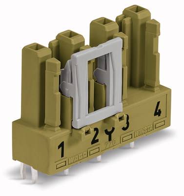 Czterowtykowy złącz z numerami 1-4 na podstawie. Odpowiedni do połączeń elektrycznych w systemie przełączającym.