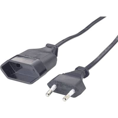 Czarny kabel sieciowy z wtyczką IEC C13 po lewej stronie i wtyczką Europlug po stronie prawej.