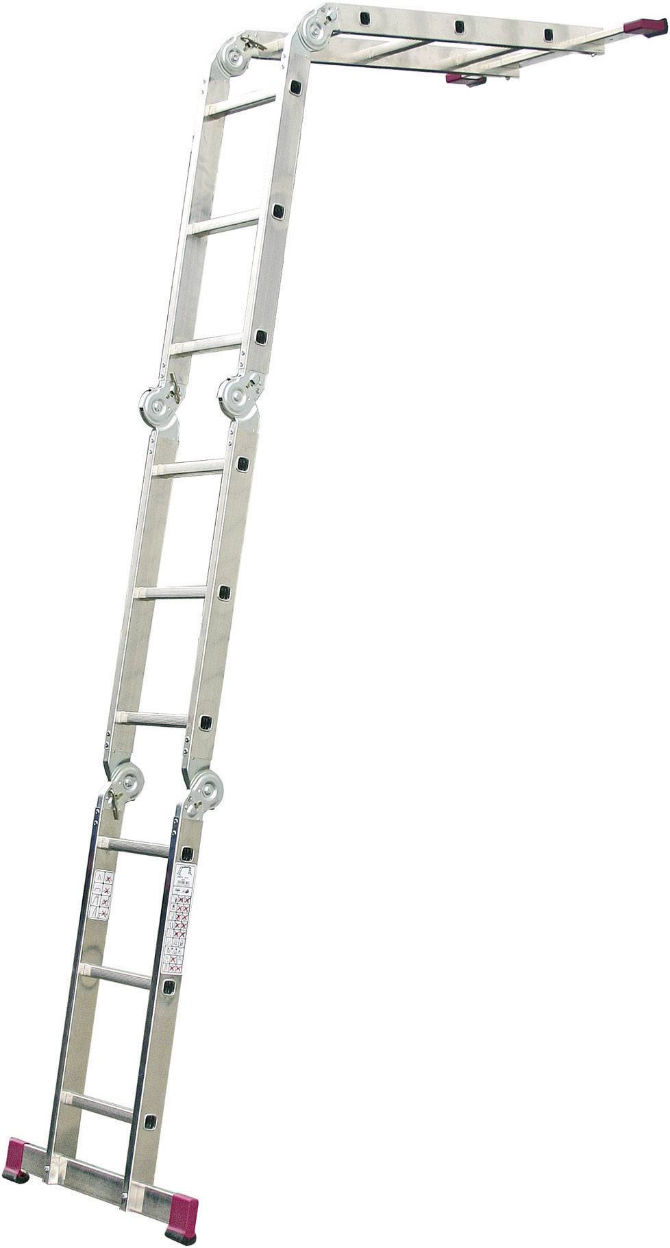 'Drabina aluminiowa w wielopozycyjnej konfiguracji, składana dla zapewnienia elastycznego użycia, idealna do różnych wysokości i zastosowań.'