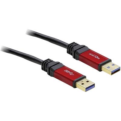 Dwa czerwone kable USB z czarnymi końcówkami z napisem 'Delock'.