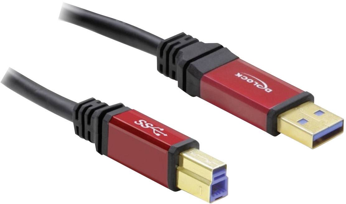 Delock Kabel USB USB 3.2 Gen1 Złącze męskie USB-A, Złącze męskie USB-B 3.00 m czerwony, czarny styki pozłacane , certyfi