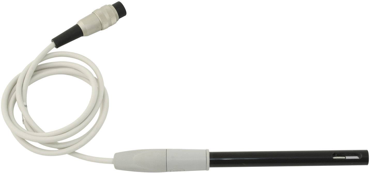 Elektryczny kabel z prostokątnym czujnikiem na końcu, przeznaczony do pomiarów temperatury lub wilgotności.