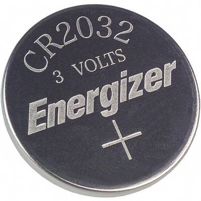 Okrągła bateria guzikowa z napisem 'CR2032 3 VOLTY Energizer'.