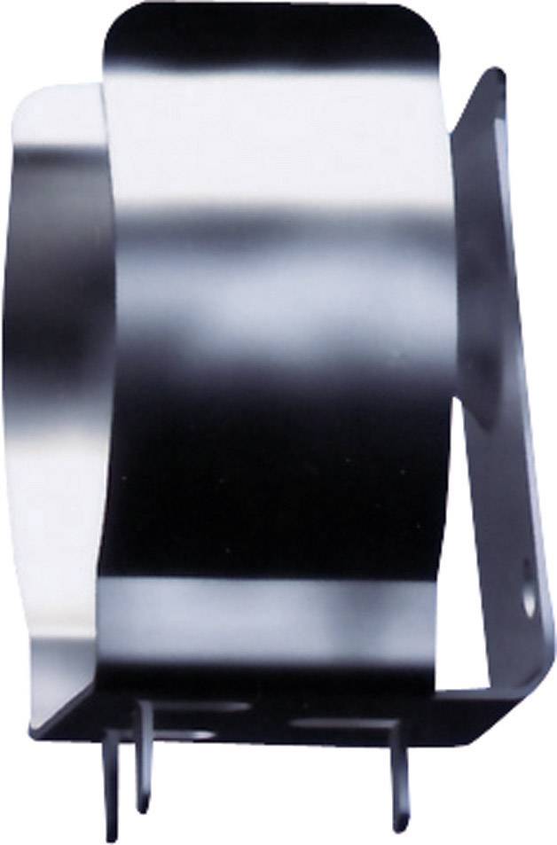 Metalowy uchwyt lekko wygięty, posiadający dwa punkty mocowania od spodu.