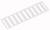 Biała, plastikowa listwa składająca się z kilku prostokątnych paneli ułożonych w rzędzie, prawdopodobnie używana jako osłona lub kratka wentylacyjna.