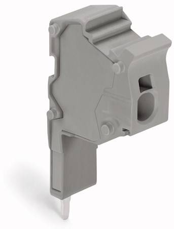 Szary elektryczny bezpiecznik lub przełącznik kontaktowy, pokazany w profilu, prawdopodobnie do zastosowań przemysłowych lub elektrycznych.