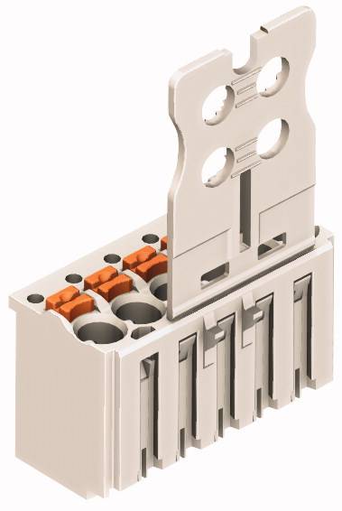 Zacisk przewodu z tworzywa sztucznego z dźwignią zwalniającą, odpowiedni do zastosowań w pracach elektrycznych przy podłączeniach.