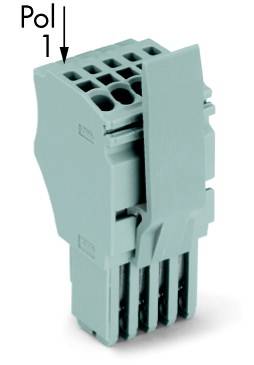 Złącze z czterema prostokątnymi stykami, ułożonymi pionowo. U góry po lewej stronie zaznaczono 'Pol 1'.