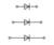 'Trzy symbole diody, utworzone przez pionową kreskę i trójkąt, sąułożone jeden na drugim.'