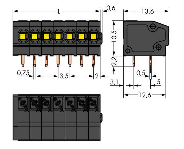 WAGO 805-302/200-604 Zacisk sprężynowy 1.50 mm² Ilość styków 2 czarny 580 szt.