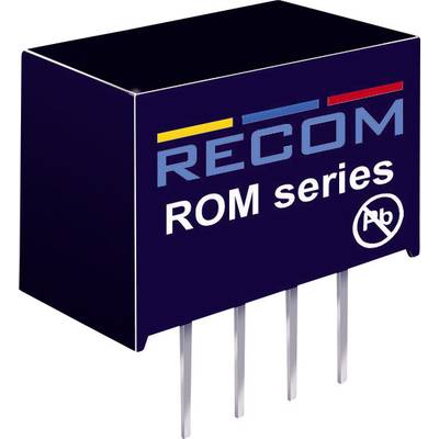 Element elektroniczny: Prostokątny moduł z napisem 'RECOM ROM series', cztery wyprowadzenia na dole.