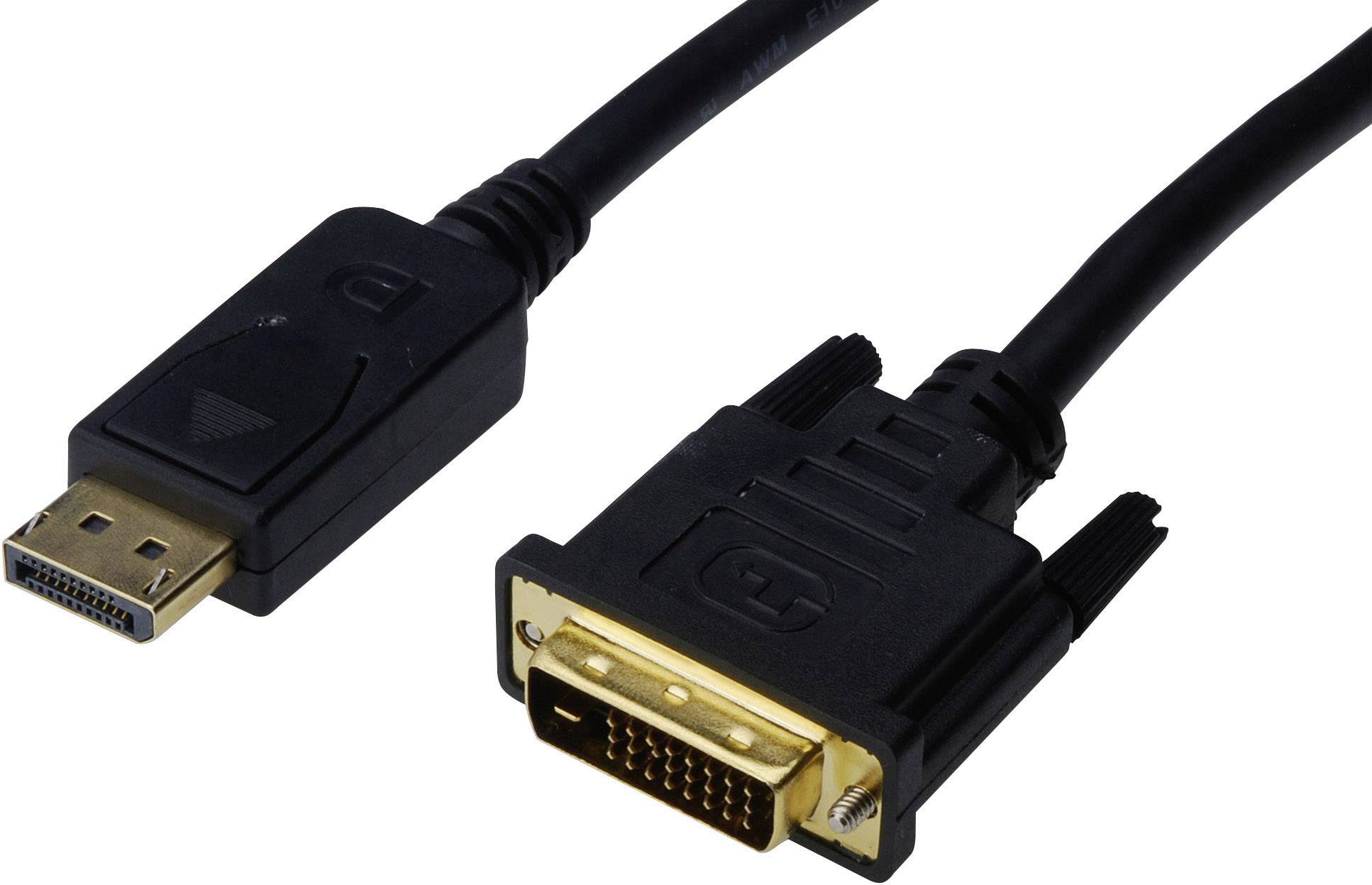 Адаптер Digitus DisplayPort / DVI, роз'єм DisplayPort, DVI-D 24+1pin. Роз'єм 3.00 м чорний AK-340306-030-S Кабель DisplayPort