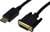 Kabel DisplayPort na DVI-D, pokazujący dwa typy wtyczek. Po lewej wtyczka DisplayPort, po prawej wtyczka DVI-D do połączeń wideo.