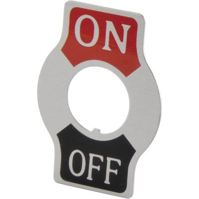 Metalowa osłona przełącznika z napisami 'ON' na czerwono i 'OFF' na czarno.