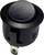 Okrągły, czarny przycisk przełącznikowy z metalowymi stykami od spodu, przeznaczony do zastosowań w obwodach elektronicznych i urządzeniach sterujących.