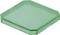 Zielony plastikowy chip w kształcie kwadratu z lekko zaokrąglonymi rogami, płaski i przezroczysty.