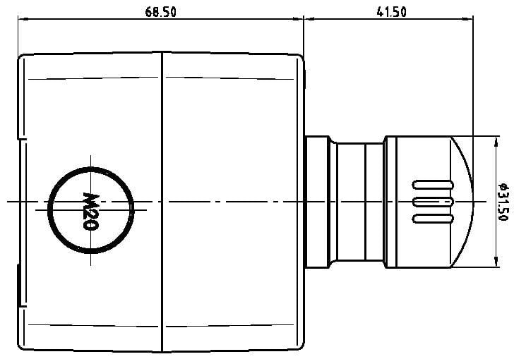 Rysunek techniczny cylindrycznego elementu o wymiarach 68,50 x 41,50 mm i średnicy 31,50 mm.