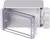 Szare obudowa elektryczna z przezroczystą, otwartą pokrywą. Odpowiednia do montażu naściennego dla połączeń elektrycznych.