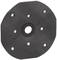 Czarna okrągła tarcza z centralnym otworem i kilkoma małymi otworami wokół krawędzi, prawdopodobnie uszczelka.