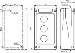 3 місця кріплення (Д x Ш x В) 140 x 74 x 47,9 мм сірий, чорний BACO LBX0300 1 шт.
