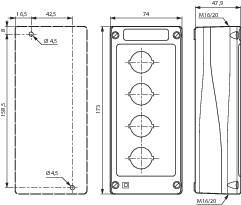 4 місця кріплення (Д x Ш x В) 173 x 74 x 47,9 мм сірий, чорний BACO LBX0400 1 шт.