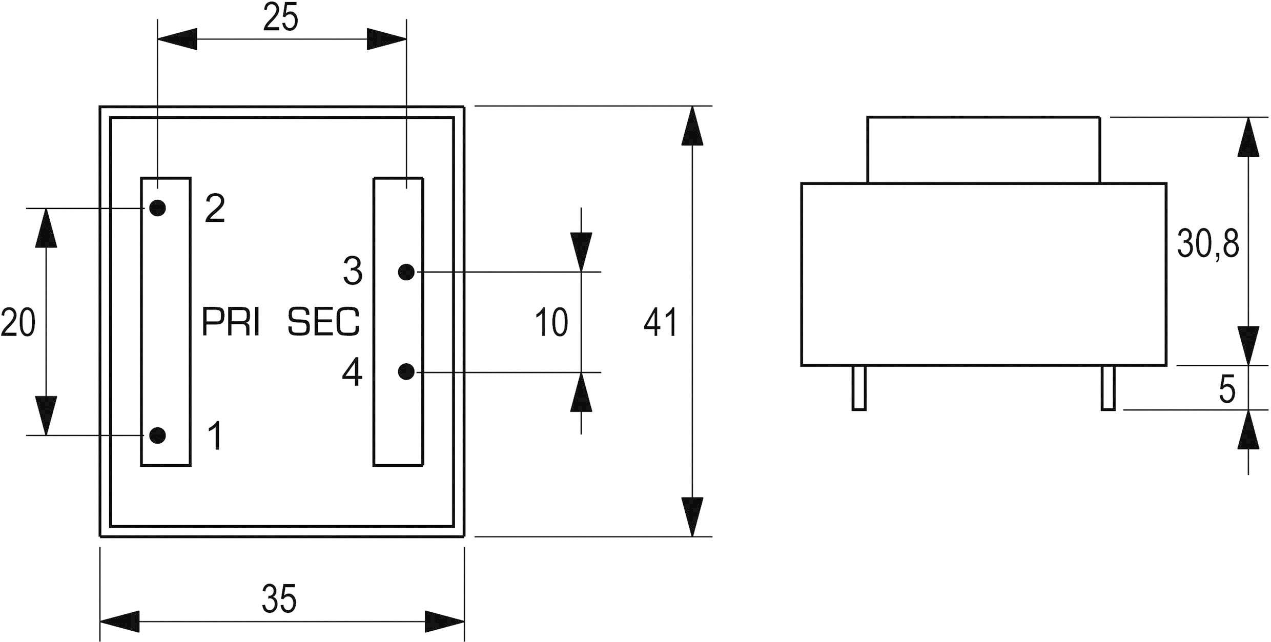 Трансформатор для печатной платы Блок ВБ 3.2/1/12