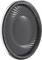 Membrana głośnika z koncentrycznymi liniami fal odpowiedzialnymi za rozchodzenie się dźwięku. Owalna forma, czarny materiał.