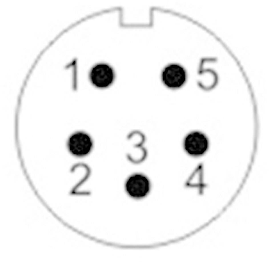 5-pinowy wtyk DIN, diagram przedstawiający numery pinów od 1 do 5 ułożone w kształcie koła, istotny dla połączeń w technice audio.