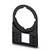 Uchwyt z tworzywa sztucznego, czarny, z okrągłym otworem u góry i prostokątnym wycięciem u dołu.