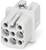 Biały, sześciobiegunowy złącz z numerowanymi stykami i śrubą mocującą, odpowiedni do zastosowań 250V.