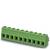 Zielony elektryczny złącz wielostykowy z rzędem zacisków przyłączeniowych. Odpowiedni do łączenia przewodów i urządzeń.