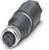 Czarny wtyk M12 z trzema stykami, odpowiedni do zastosowań przemysłowych i niezawodnych połączeń.