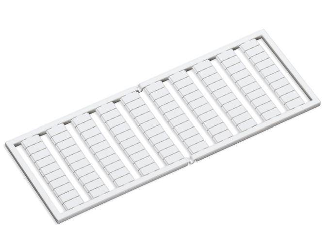 Biała, prostokątna rama łóżkowa w skośnym widoku z góry. Składa się z kilku równoległych listew, połączonych stabilną ramą.