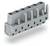 Szary elektryczny blok przyłączeniowy z ośmioma zaciskami i otworami przelotowymi, przeznaczony do montażu przewodów na płytkach drukowanych.
