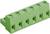 Zielony elektryczny złącze z pięcioma zaciskami do mocowania przewodów na płytce drukowanej.