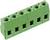 Zielony elektryczny złącze z ośmioma stykami, odpowiednie do montażu na płytce drukowanej.