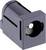 Czarny wtyk cylindryczny, o częściowo kwadratowym kształcie, z okrągłym otworem i metalicznym stykiem, widoczny z boku.