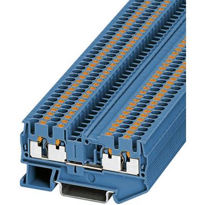 Niebieski moduł listwy zaciskowej z wieloma złączami, nadający się do instalacji elektrycznych.