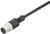 Czarny kabel z wtyczką M8, odpowiedni do zastosowań przemysłowych.