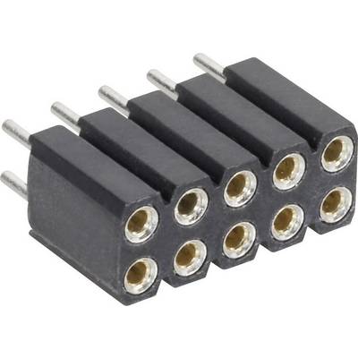 Czarny elektroniczny złącze z sześcioma gniazdami i stykami ułożonymi w dwóch rzędach, stosowany do połączeń elektronicznych.