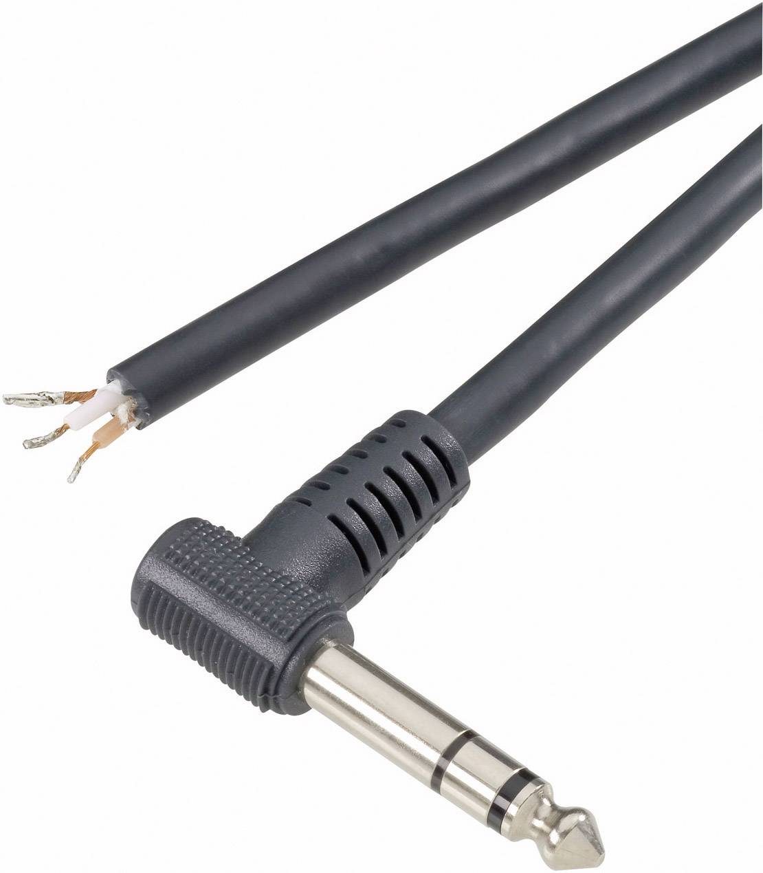 Кабель зі штекером BKL Electronic 1101059, 6,35 мм, кутовий, 2-контактний, моно, чорний