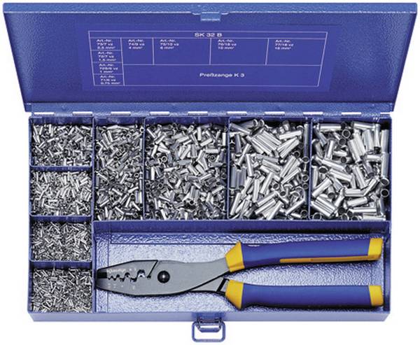 Klauke SK32B Zestaw końcówek rurkowych 0.75 mm², 1 mm², 1.5 mm², 2.5 mm², 4 mm², 6 mm², 10 mm², 16 mm² bez izolacji metal 4900 szt.
