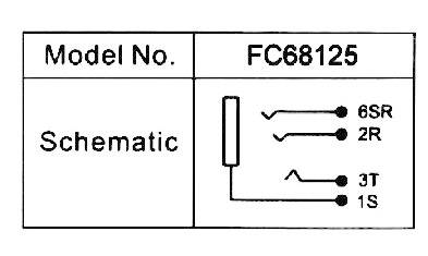 Schemat poglądowy dla numeru modelu FC68125. Przedstawia równoległe konfiguracje '6SR 2R' oraz '3T 1S'.